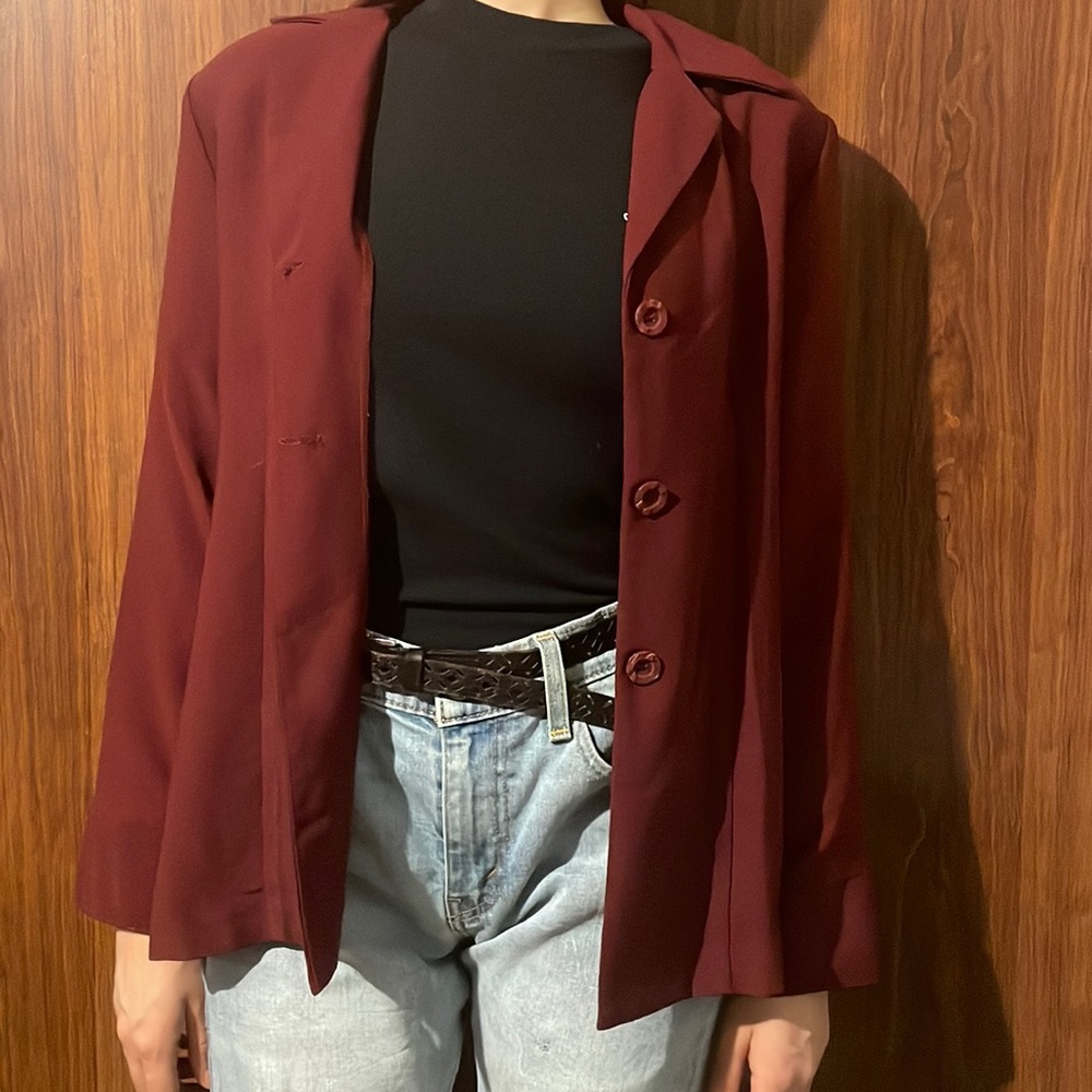 Women Blazer Soft Women Blazer soft Structured Maroon Jersey material